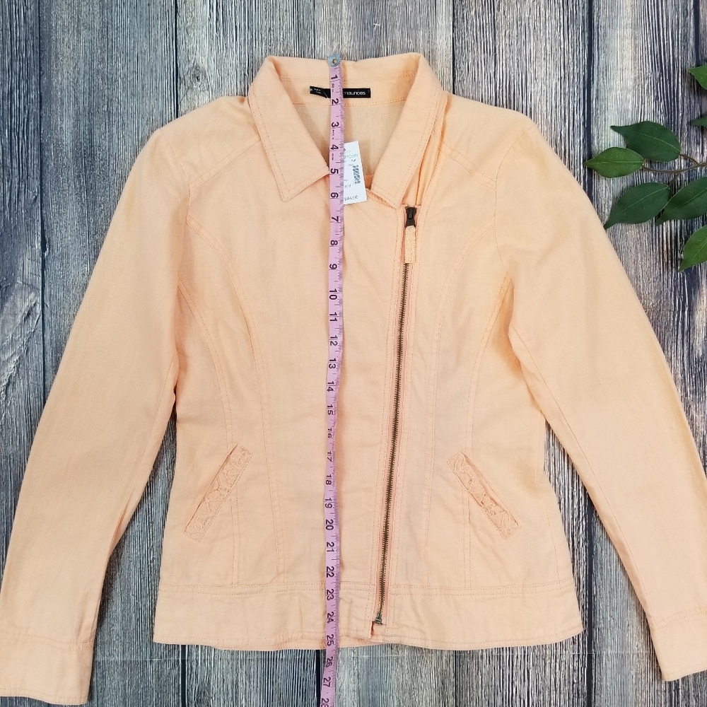Maurices NWT Peach Linen Blend Asymmetrical Zip J… - image 9